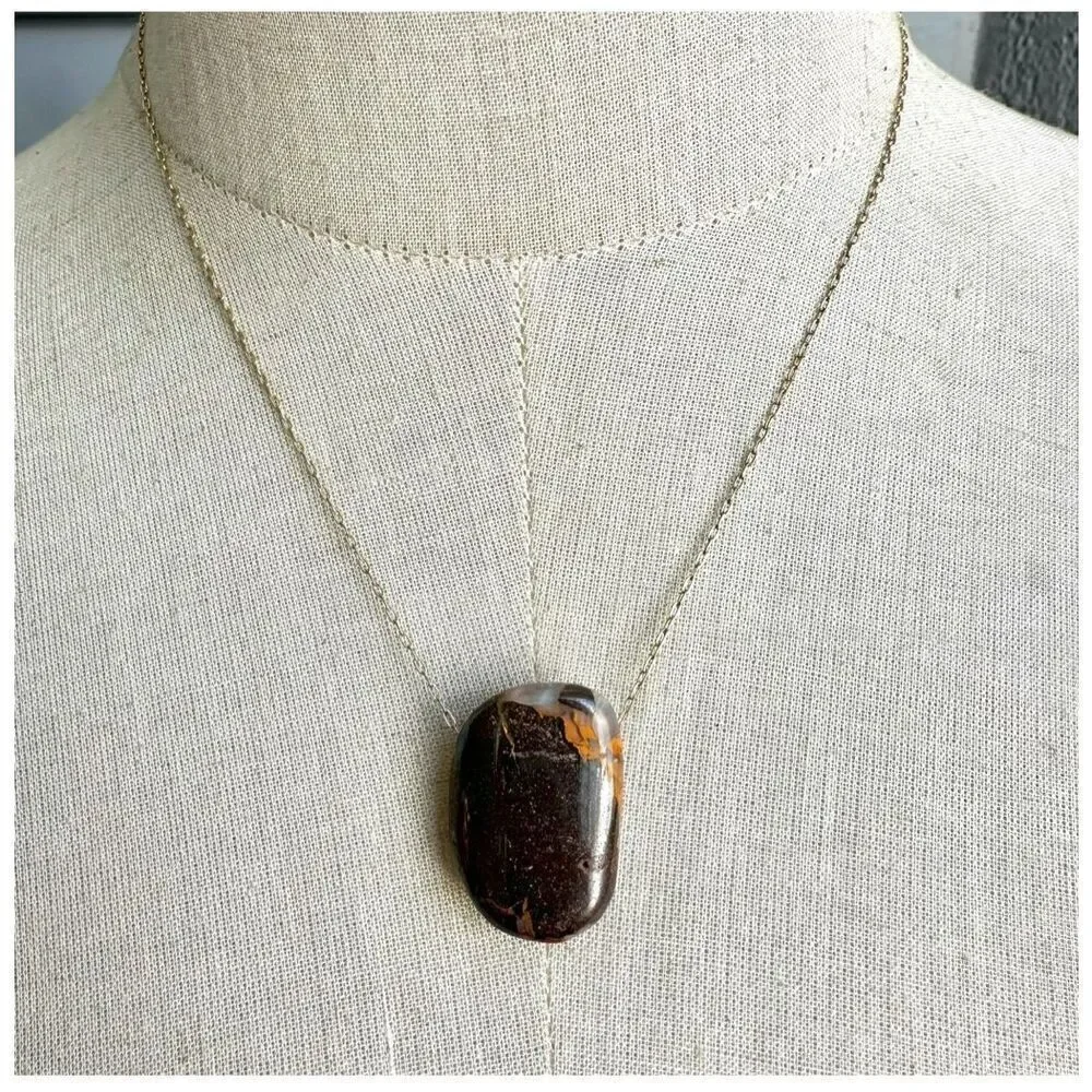 Gold filled boulder opal pendant necklace
